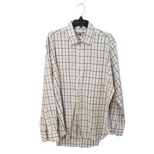 CT464a Peter Christian Plaid Yellow & Blue Men's Dress Shirt XL